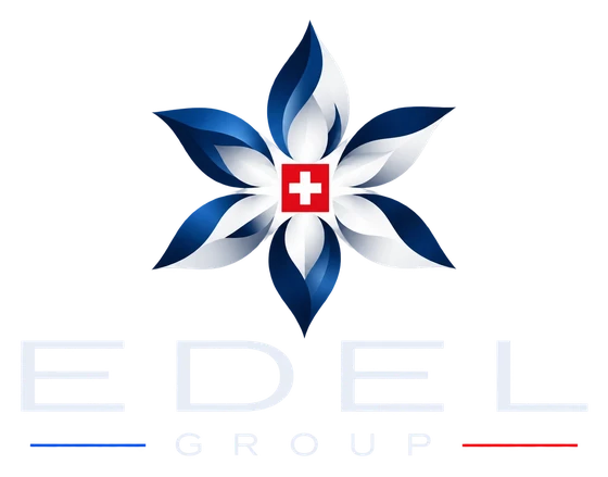 EDEL Group logo: an edelweiss with the Swiss cross